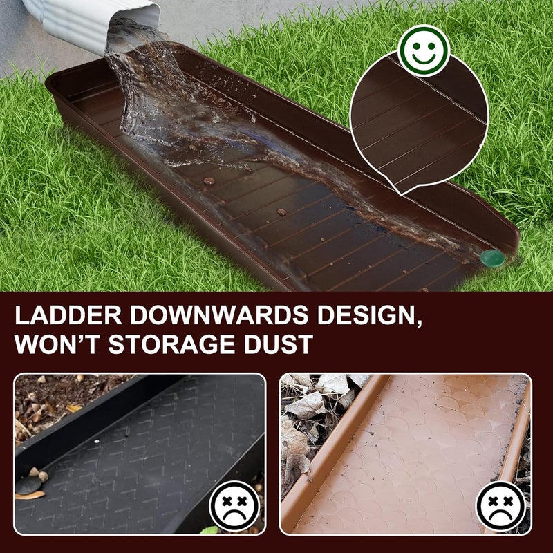 Creative.C 4 Pack Gutter Downspout Extensions,Rain Gutter Downspout Splash Block,Downspout Diverter,Down Spout Drain Extension,Gutter Splash Prevention Device for Cement Floor Lawn Ground (Brown) - Image 5